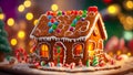 Gingerbread house, christmas background traditional delicious biscuit season homemade