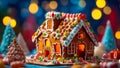 Gingerbread house, christmas baked traditional delicious biscuit season homemade