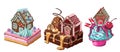 Gingerbread house. Christmas cookies and candy. illustration Royalty Free Stock Photo