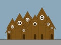 Gingerbread house church buildings holiday christmas card illustration