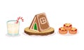 Gingerbread House and Cookie as Traditional Christmas Dessert Vector Set Royalty Free Stock Photo