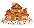 Gingerbread house cookie sweet decorated dessert food vector