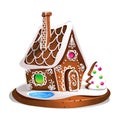 Gingerbread house decorated candy icing and sugar. Christmas cookies, traditional winter holiday xmas homemade baked sweet food ve Royalty Free Stock Photo