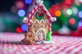 Gingerbread house decorated by sweet candies on a Royalty Free Stock Photo