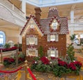 Gingerbread house on display at the Disney Grand Floridian Hotel Royalty Free Stock Photo