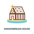 Gingerbread House flat icon. Colored element sign from christmas collection. Flat Gingerbread House icon sign for web Royalty Free Stock Photo