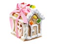 Gingerbread house isolated on white Royalty Free Stock Photo