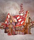 Fantasy candy house in winter