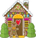 Gingerbread House and Man Royalty Free Stock Photo