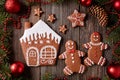 Gingerbread house, man and woman, stars christmas Royalty Free Stock Photo