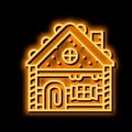 gingerbread house neon glow icon illustration