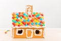 A gingerbread house prepared handcrafted