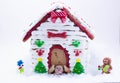 Gingerbread House with Puppy Dog and snowman with Pawprints
