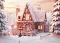 The Gingerbread House in the Snowy Forest Royalty Free Stock Photo