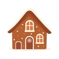 Gingerbread House Winter Cookie with decorative sweet icing candy vector flat illustration design