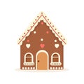 Gingerbread House Winter Cookie with decorative sweet icing candy vector flat illustration design