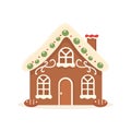 Gingerbread House Winter Cookie with decorative sweet icing candy vector flat illustration design