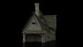 gingerbread house, Witch house, wooden shed on the forest edge in black background Royalty Free Stock Photo