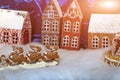 Gingerbread houses, winter composition , products made of gingerbread Royalty Free Stock Photo