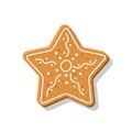 Gingerbread with icing, star-shaped Christmas cookie isolated on white background Royalty Free Stock Photo