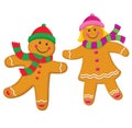 Gingerbread Kids In Knit Caps and Scarves