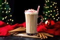 a gingerbread latte with a candy cane stirrer