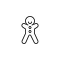 Gingerbread man biscuit line icon