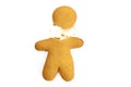 Gingerbread man with broken head isolated on white Royalty Free Stock Photo