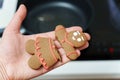 Gingerbread man broken. Traditional New Year and Christmas homemade cookies. Selective focus