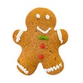 Gingerbread man, christmas cookie isolated on a white background. Royalty Free Stock Photo