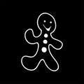 Gingerbread man Christmas icon. isolated white silhouette. cartoon chalk style Royalty Free Stock Photo