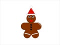 Gingerbread man in a Christmas red hat on a white background, vector graphics Royalty Free Stock Photo