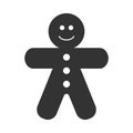 Gingerbread man. Christmas symbol, black flat icon. Illustration Royalty Free Stock Photo