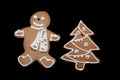 Gingerbread man and christmass tree Royalty Free Stock Photo