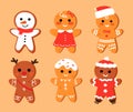 Gingerbread man collection. Christmas icon. Royalty Free Stock Photo