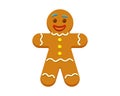 Gingerbread man cookie. Christmas pastries. Festive cartoon flat vector isolated illustration Royalty Free Stock Photo