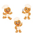 Funny gingerbread in different poses Royalty Free Stock Photo