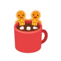 Gingerbread man cookie in hot chocolate cup Royalty Free Stock Photo