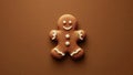 Gingerbread man cookie isolated on brown background overhead view Royalty Free Stock Photo