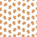 Gingerbread man cookie seamless pattern isolated background