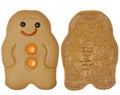 Gingerbread Man cookie, two sides Royalty Free Stock Photo