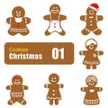 Gingerbread man cookies, biscuit, vector