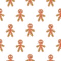 Gingerbread man cookies vector seamless pattern.
