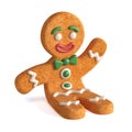 Gingerbread man 3d rendering isolated on white background Royalty Free Stock Photo