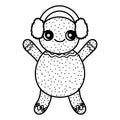 Gingerbread man with ear muffs decoration merry christmas icon thick line