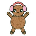 Gingerbread man with ear muffs decoration merry christmas icon Royalty Free Stock Photo