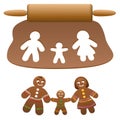 Gingerbread Man Family Father Mother Child Cut Out Cookies