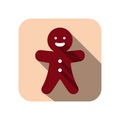 Gingerbread man flat icon design, vector illustration Royalty Free Stock Photo