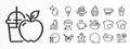 Gingerbread man, Food delivery and Cooking timer line icons for web app. Pictogram icon. Glare of light icons. Vector