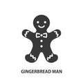 Gingerbread man glyph icon. Symbol of Christmas. Vector illustration